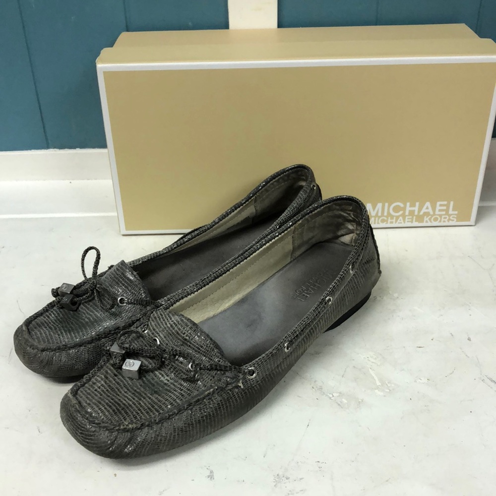 Michael Kors Amber slate gray‎ Textile Moccasin loafers women’s Size 8M